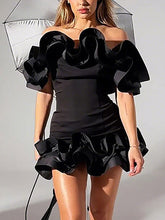 Elegant Flounce Off Shoulder Slim Mini Dress