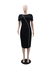 Elegant Round Collar Bodycon Midi Dress
