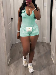 Sexy Sleeveless Ribbed Knit Casual Romper