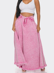 Fashion Tassel Washed Denim Long Skirts