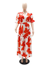 Fashion V Neck High Waist Print Dress