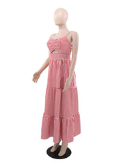Fashion Stripe Patchwork Spaghetti Strap Dress