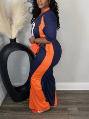 Fashion Digital Print Half Sleeve Casual Two Pieces Set