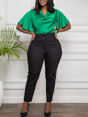 Elegant High Waist Skinny Cropped Pants