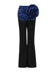 Rosette Embellished High Waist Casual Trousers