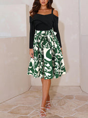 Casual Off Shoulder Floral Print Midi Dress