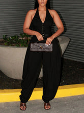 Sexy Halter Backless Zipper Loose Jumpsuit