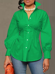 Fashion Solid Color Slim Shirt Top