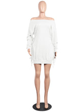 Sexy Off Shoulder Drawstring Lace-up Loose Mini Dress