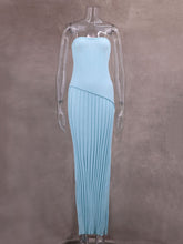 Fashion Knit Strapless Spliced Folds High Waist Dress