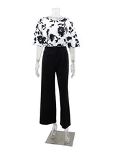 Elegant Print T Shirt Straight Pants Two Piece Set