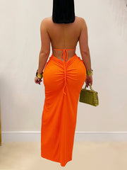 Sexy Twisted Rope Hollow out Backless Maxi Dress