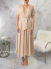 Sexy Deep V Lace-up Button Down Swing Dress