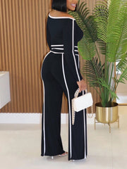 Fashion Off-Shoulder Tight Top And Wide Leg Pants Set
