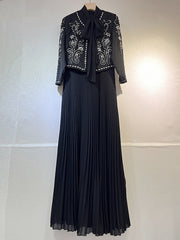 Boutique Rhinestone Embroidered Jacket Sleeveless Dress