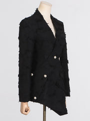 Solid Patchwork Button Hollow Out Blazer