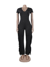 Sexy V Neck Slim Fringe Jumpsuit