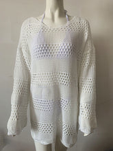 Knitted Hollow out Long Sleeve Loose Beach Dress