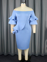Off Shoulder Ruffles Slim Party Dress