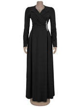Elegant V Neck Long Sleeve Slim Evening Dress