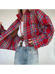 Casual Long Sleeve Loose Plaid Button-Up Shirt