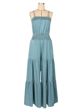 Fashion Tiered Denim Wide Leg Jumpsuit