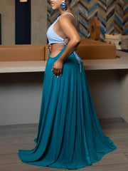 Sexy Lace-up Backless High Slit Maxi Dress