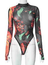 Sexy Tie Dye Mesh Teddy Lingerie Bodysuit