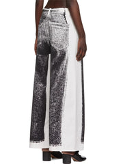 Casual Drawstring Jeans Print Wide Leg Pants