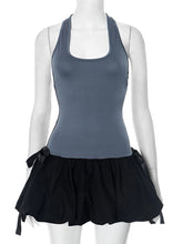 Casual Contrast Color Sleeveless Sports Fitness Dress