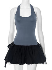 Casual Contrast Color Sleeveless Sports Fitness Dress