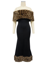 Sexy Leopard Print Faux Fur Patchwork Slim Maxi Dress