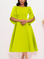 Elegant Round Neck Patchwork Slim Party Dress