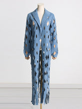 Casual Solid Hollow Out Denim Jacket Coat