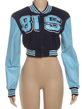 PU Leather Patchwork Cropped Jacket