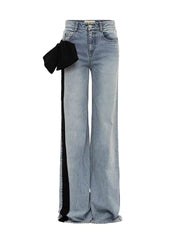 Mid-Waist Bow-Decor Denim Jeans