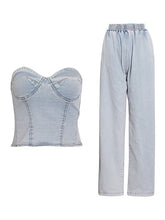 Sexy Denim Corset Top Jeans Two Piece Set