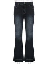 Low Waist Washed Boot-Cut Jeans