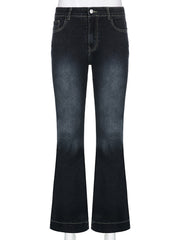 Low Waist Washed Boot-Cut Jeans