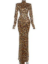 Sexy Leopard Print Backless Maxi Dress
