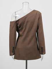 Elegant Asymmetric Blazer Mini Blazer Dress