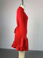 Sexy Flare Sleeve Ruffles Bodycon Mini Dress