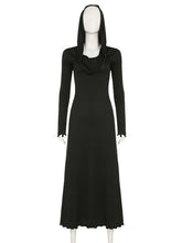 Fashion Swinging Collar Hooded Sleeve Maxi Dress