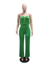 Sexy Strapless Tassel Slim Jumpsuit