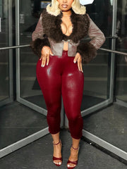 Sexy Faux-Fur Combo Faux-Leather Jacket