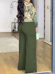 Floral Print Casual Shirt Wide Leg Pants 2 Piece Set