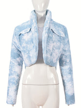 Cloud Hopping Print Stand Collar Puffer Jacket