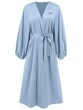 Elegant Lantern Sleeve Cardigan Dress