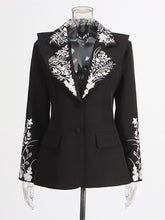 Fashion Flower Embroidery Slim Blazer