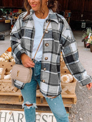 Fashion Flannel Plaid Shacket Jacket